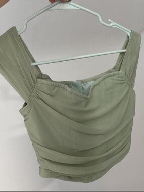 SHEIN Light Sage Ruched Detail Corset Top